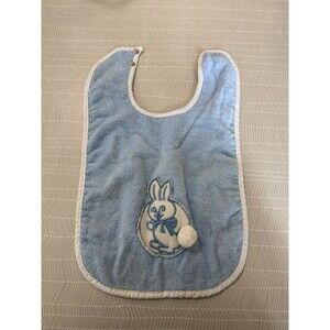 Vintage Alexis BABY Boy Blue Bunny Bib Easter Made In The USA